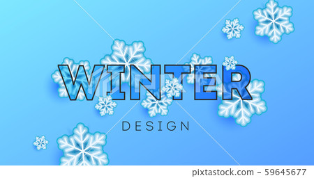 Modern Winter poster design with big typography and snowflakes between letters, modern graphic Modern Winter poster design with big typography and snowflakes between letters, modern graphic 59645677