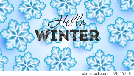 Hellow winter wallpaper with typography and snowflakes illustrations on blue ice backdrop Hellow winter wallpaper with typography and snowflakes illustrations on blue ice backdrop 59645766