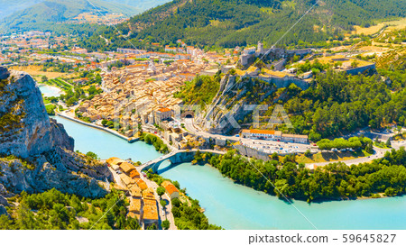 town, mountain, river 59645827