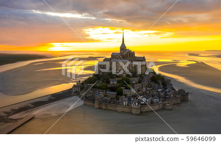 Mont Saint-Michel view in the sunrise light. Normandy, northern France 59646099