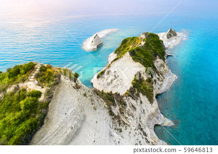 Beautiful view of Cape Drastis in the island of Corfu in Greece Beautiful view of Cape Drastis in the island of Corfu in Greece 59646813