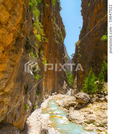 Passage of famous Samaria Gorge, Crete, Greece 59647022
