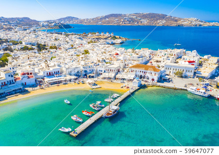 Panoramic view of Mykonos town, Cyclades islands, Greece 59647077