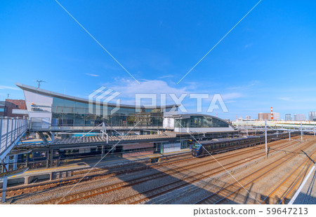 View of Yokohama cityscape in Japan SOTETSU Nishi-Yokohama station and train 59647213