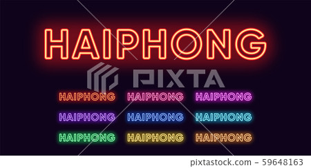 Neon Haiphong name, City in Vietnam. Neon text of Neon Haiphong name, City in Vietnam. Neon text of 59648163