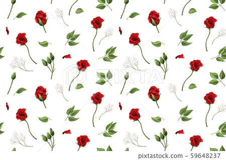 Red rose flowers and green leaves elements vector seamless pattern Red rose flowers and green leaves elements vector seamless pattern 59648237