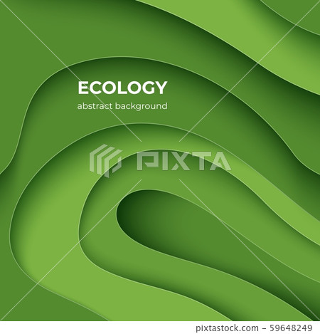 Ecology paper cut poster. Green eco abstract 3D... - Stock Illustration ...