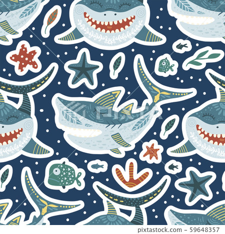 Cartoon Shark Vector Illustration. 59648357