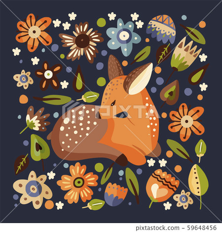 Little fawn woodland animal card. 59648456