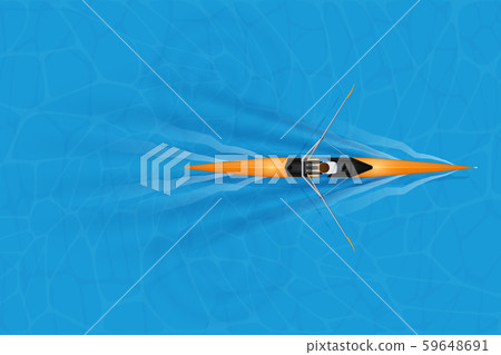 Single Racing shell with paddler Single Racing shell with paddler 59648691