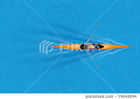 Single Racing shell with woman paddler Single Racing shell with woman paddler 59648694