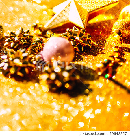 Christmas composition with golden decoration Christmas composition with golden decoration 59648857