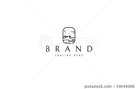Vector logo on which an abstract image of a desert landscape in a linear style. Vector logo on which an abstract image of a desert landscape in a linear style. 59648906
