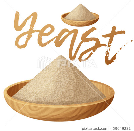 Dry yeast in wooden plate illustration. Cartoon vector icon isolated on white background Dry yeast in wooden plate illustration. Cartoon vector icon isolated on white background 59649221