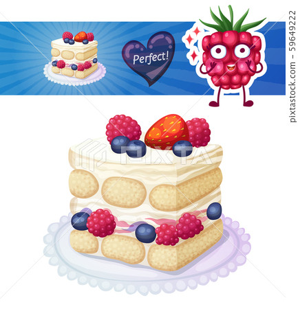 Tasty triple berry tiramisu cake icon on white background Tasty triple berry tiramisu cake icon on white background 59649222