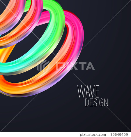 3d abstract fluid design. Colorful modern background with twisted brush stroke, smear waves, paint 3d abstract fluid design. Colorful modern background with twisted brush stroke, smear waves, paint 59649409