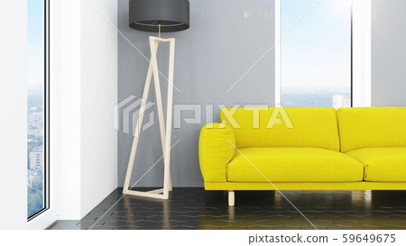 Modern design living room interior with beautiful view . 3D rendering Modern design living room interior with beautiful view . 3D rendering 59649675