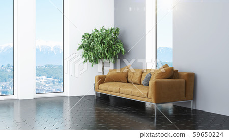 Modern design living room interior with beautiful view . 3D rendering Modern design living room interior with beautiful view . 3D rendering 59650224