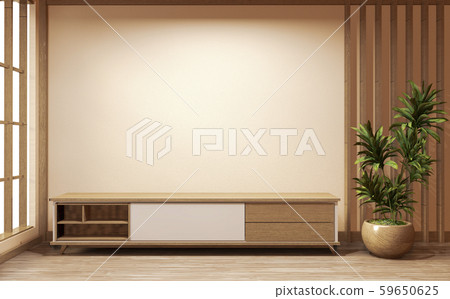 Cabinet wood design japanese style on Living room - Stock Illustration  [59650615] - PIXTA