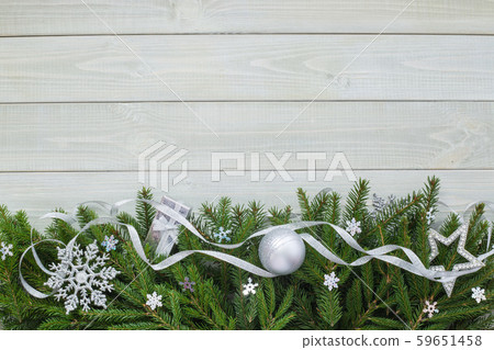 Christmas flat lay decor on wood 59651458