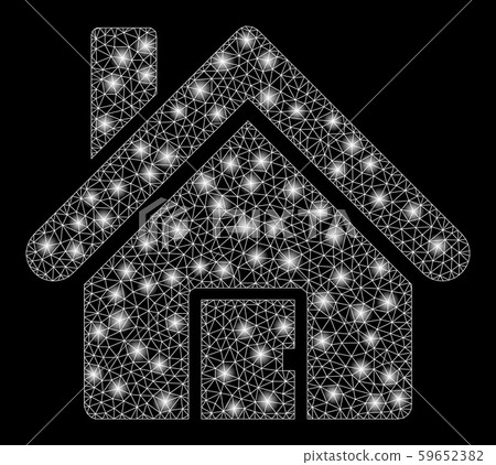 Bright Mesh 2D House with Flash Spots - Stock Illustration [59652382 ...