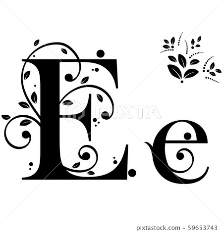 Decorated Alphabet with ornaments vintage vector, Letter E upper and lower case with leaves vector. Decoration vintage for invites card and other concept ideas. Illustration alphabet Decorated Alphabet with ornaments vintage vector, Letter E upper and lower case with leaves vector. Decoration vintage for invites card and other concept ideas. Illustration alphabet 59653743