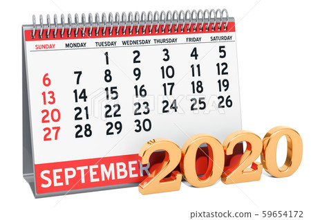 September 2020 Desk Calendar 3d Rendering Stock Illustration 59654172 Pixta