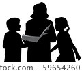 Mother or grandmother is reading a book to kids 59654260