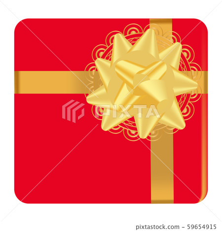 gift box red with bow and ribbon - Stock Illustration [59654915] - PIXTA