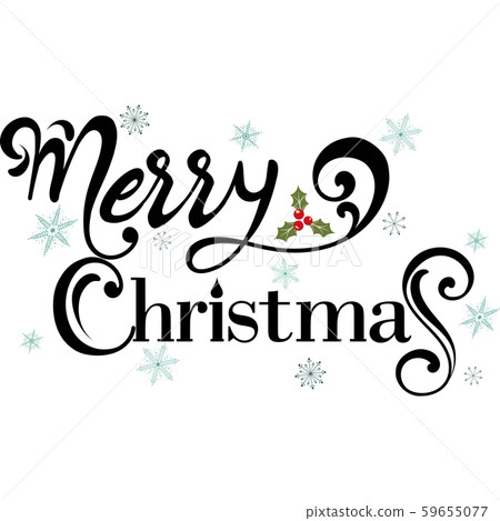 Merry christmas text lettering with poinsettia vector Merry christmas text lettering with poinsettia vector 59655077