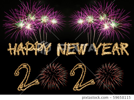 Happy New Year 2020 sparklers firework Happy New Year 2020 sparklers firework 59658115