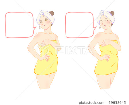 浴袍美麗和健康的女人 59658645