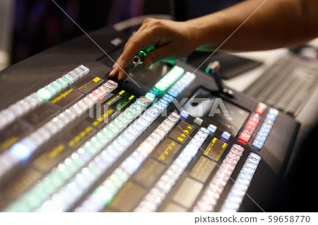 control panel of live video production switcher 59658770