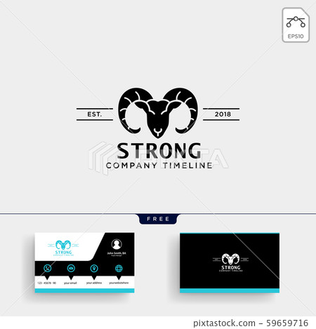 Strong Horn Goat logo template and business card 59659716