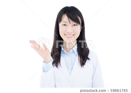 A woman in a white coat 59661785