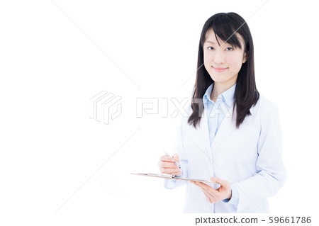 A woman in a white coat A woman in a white coat 59661786