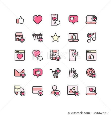 Social Network Like filled outline icon set. Social Network Like filled outline icon set. 59662539