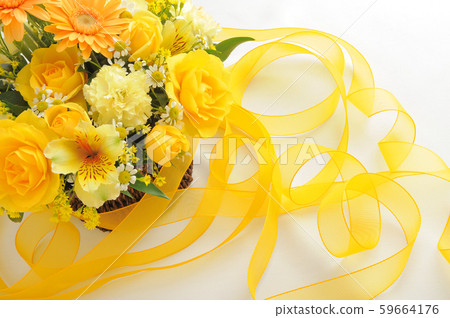 Yellow bouquet ribbon Yellow bouquet ribbon 59664176