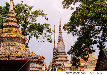 Beautiful pagodas at Wat Pho or Wat Phra Chetuphon Beautiful pagodas at Wat Pho or Wat Phra Chetuphon 59666423