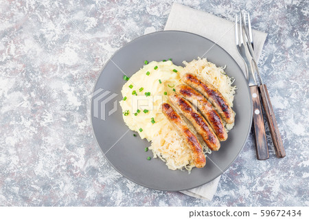 Roasted nuremberg sausages 59672434