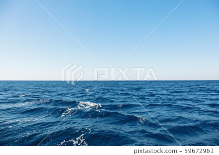 Blue sea surface with waves and horizon Blue sea surface with waves and horizon 59672961