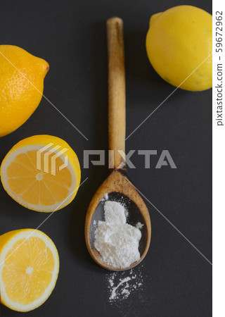 Lemon and baking soda on black Lemon and baking soda on black 59672962