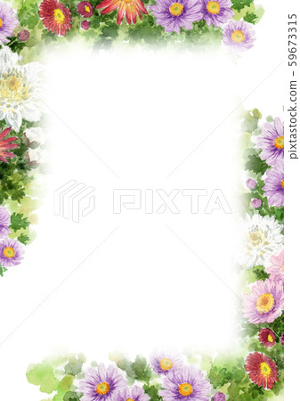 Various small chrysanthemum frame material painted in watercolor 59673315