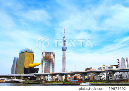 東京東京Skytree和隅田川的風景 東京東京Skytree和隅田川的風景 59673692