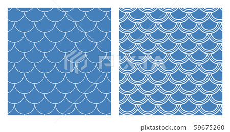 Set of blue fishscale pattern in decorative style 59675260