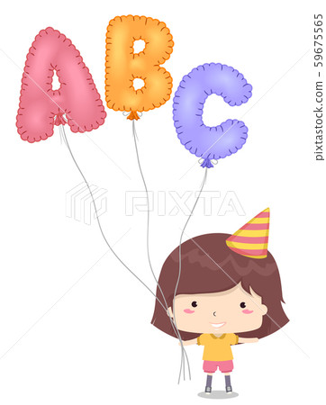 Kid Girl Mylar Balloon Illustration Kid Girl Mylar Balloon Illustration 59675565