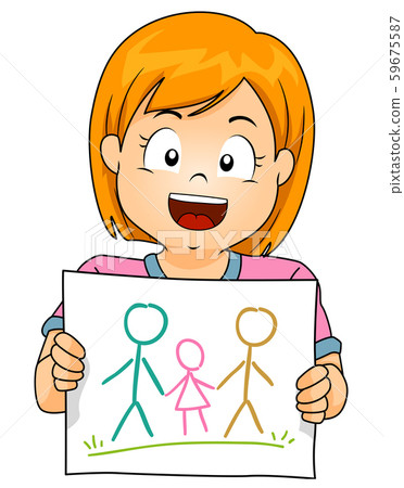 Kid Girl Draw Gay Family Illustration 59675587