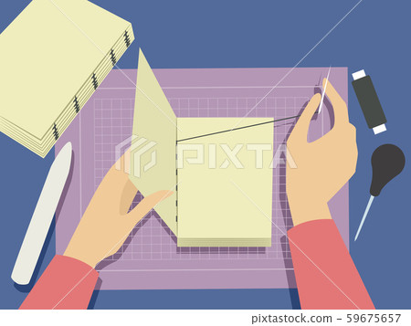 Hands Book Binding Illustration 59675657