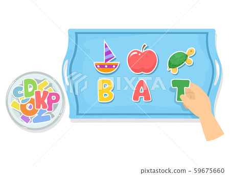 Hand Preschool Pre Reading Activity Illustration 59675660