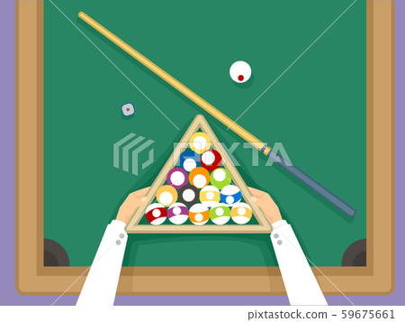 Hands Billiard Balls Top View Illustration 59675661